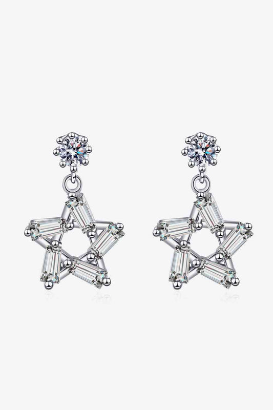 Boucles d'oreilles étoile de moissanite incrustée en argent sterling 925