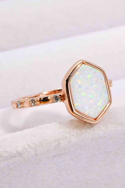 Opal Hexagon 925 Sterling Silver Ring