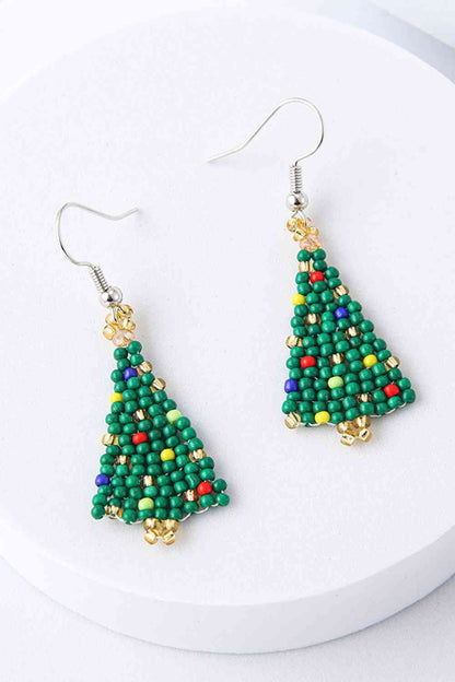 Boucles d'oreilles en forme d'arbre de Noël en perles