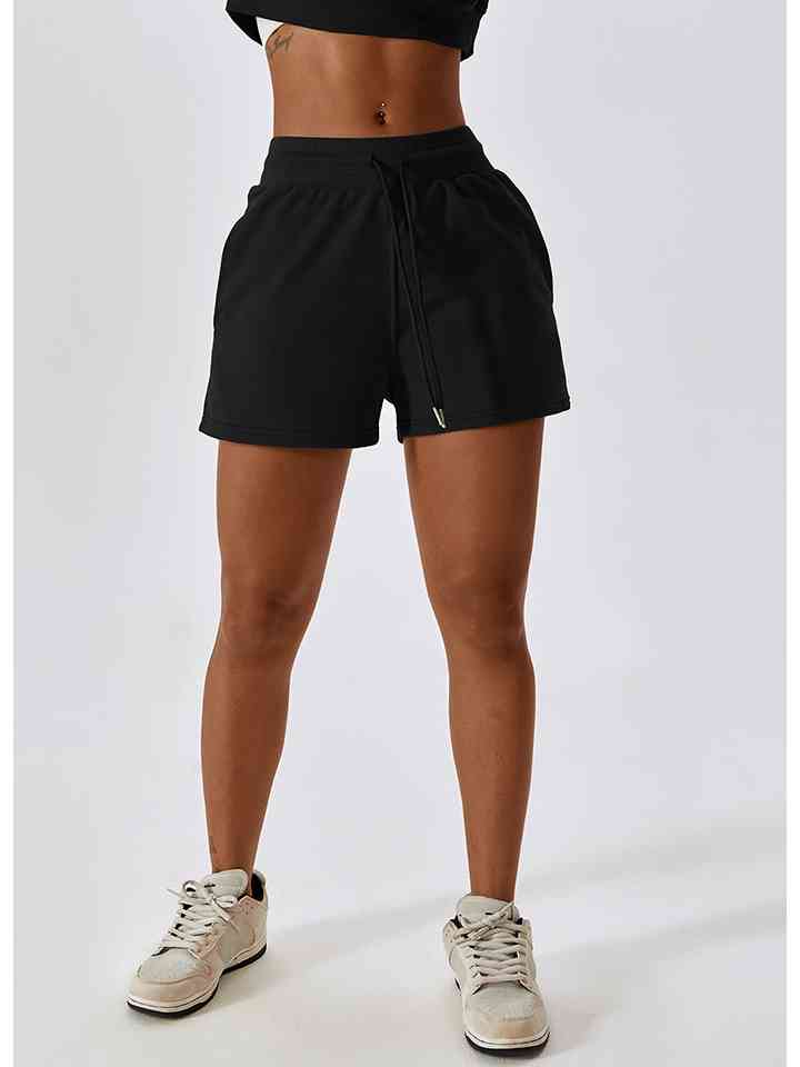 Shorts deportivos con cintura fruncida y cordón