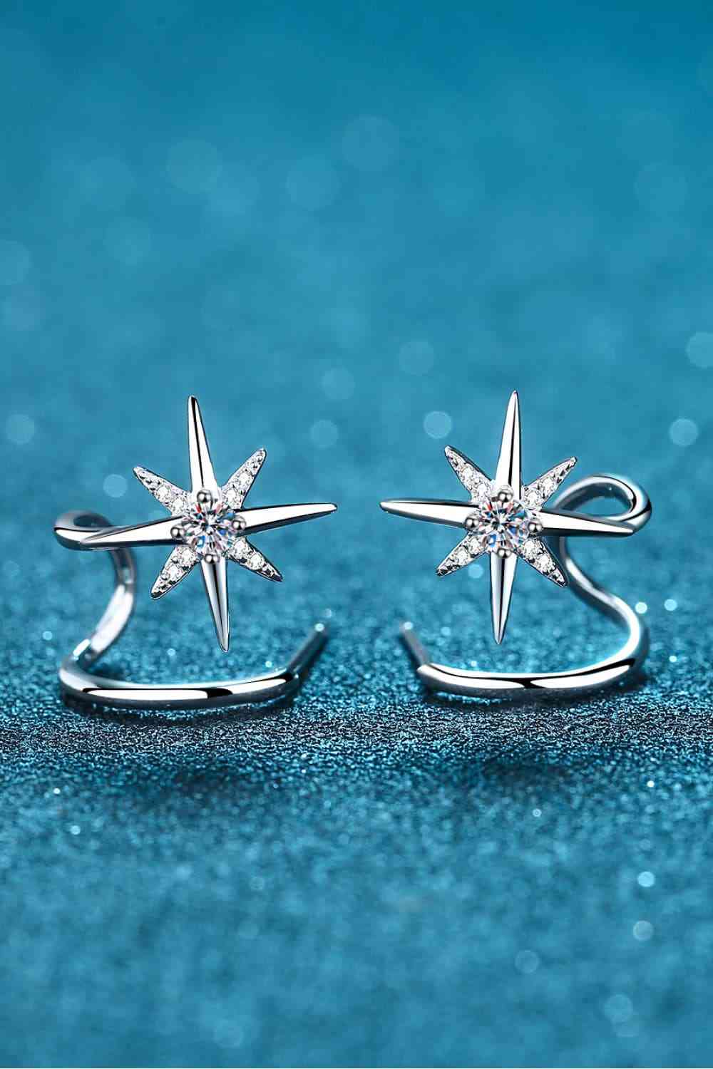 Boucles d'oreilles plaquées rhodium étoile Moissanite