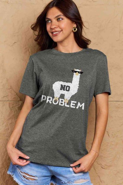 Simply Love T-shirt en coton graphique NO PROBLEM pleine taille