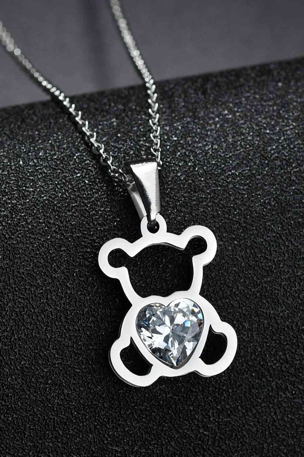 Collier en acier inoxydable avec pendentif ours