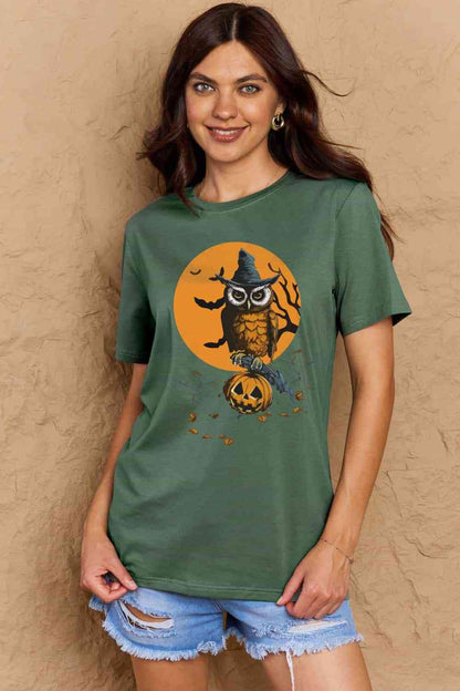 Camiseta de algodón con estampado de tema Holloween de tamaño completo de Simply Love