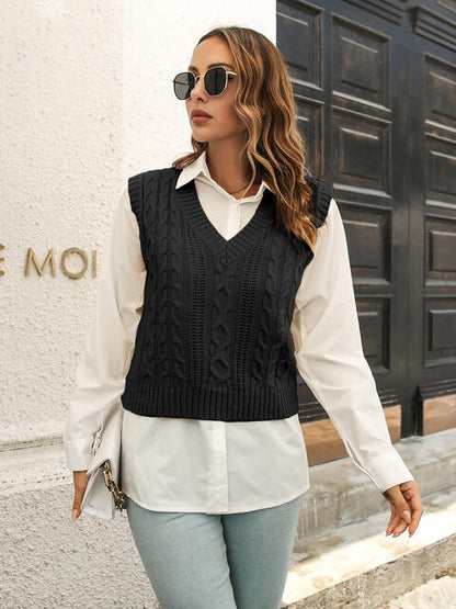 Gilet pull à col en V de style urbain