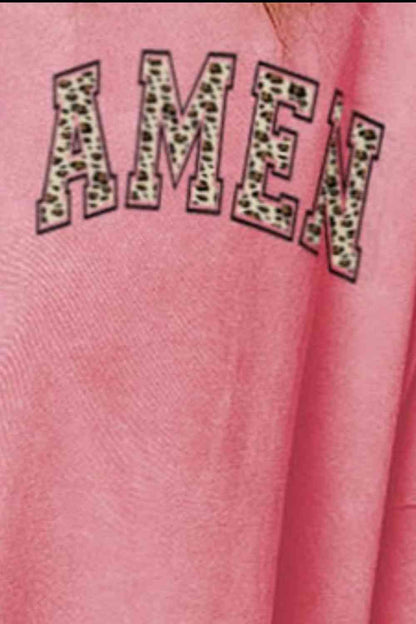 AMEN Graphic Dropped Shoulder Slit Sweatshirt