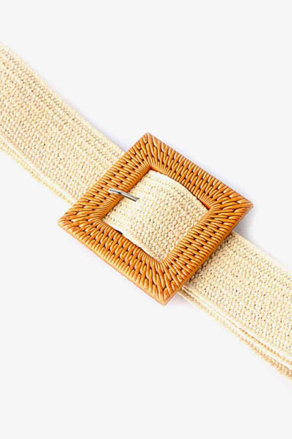 Ceinture tressée élastique à boucle carrée