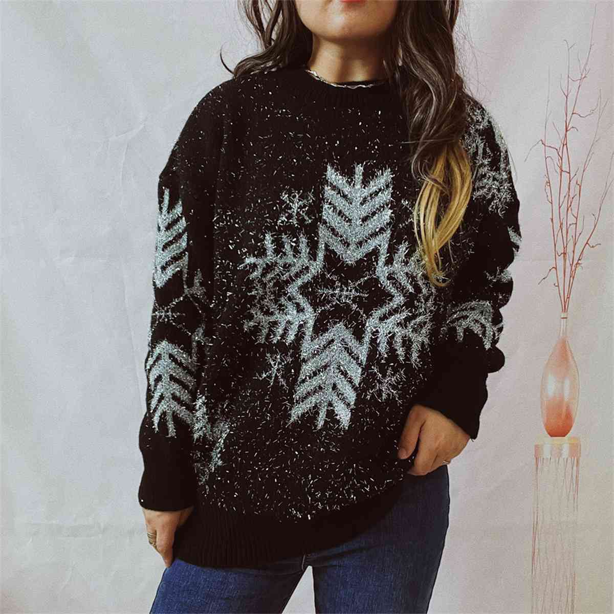 Suéter de manga larga con patrón de copo de nieve