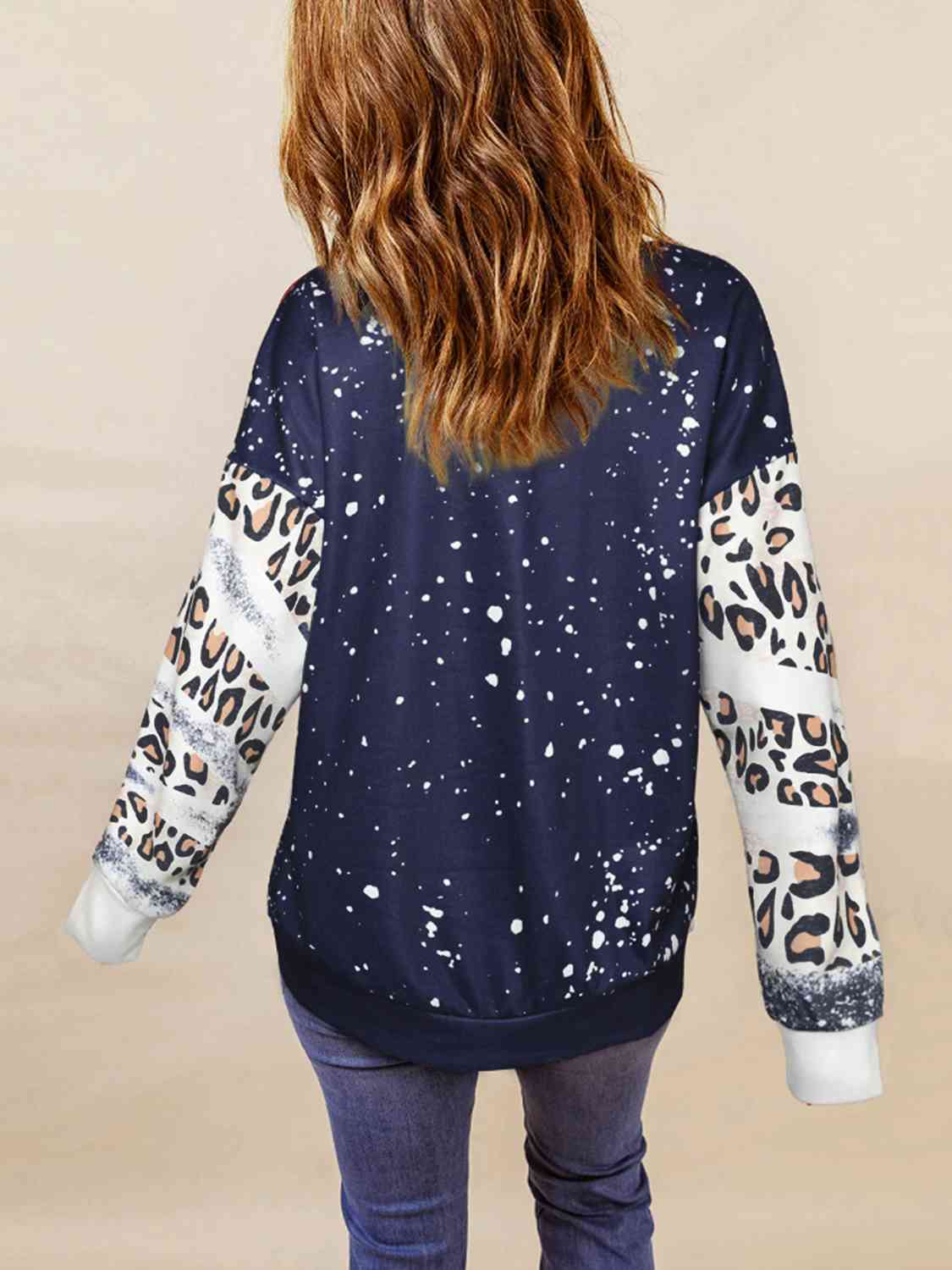 Sudadera con estampado de leopardo de talla grande