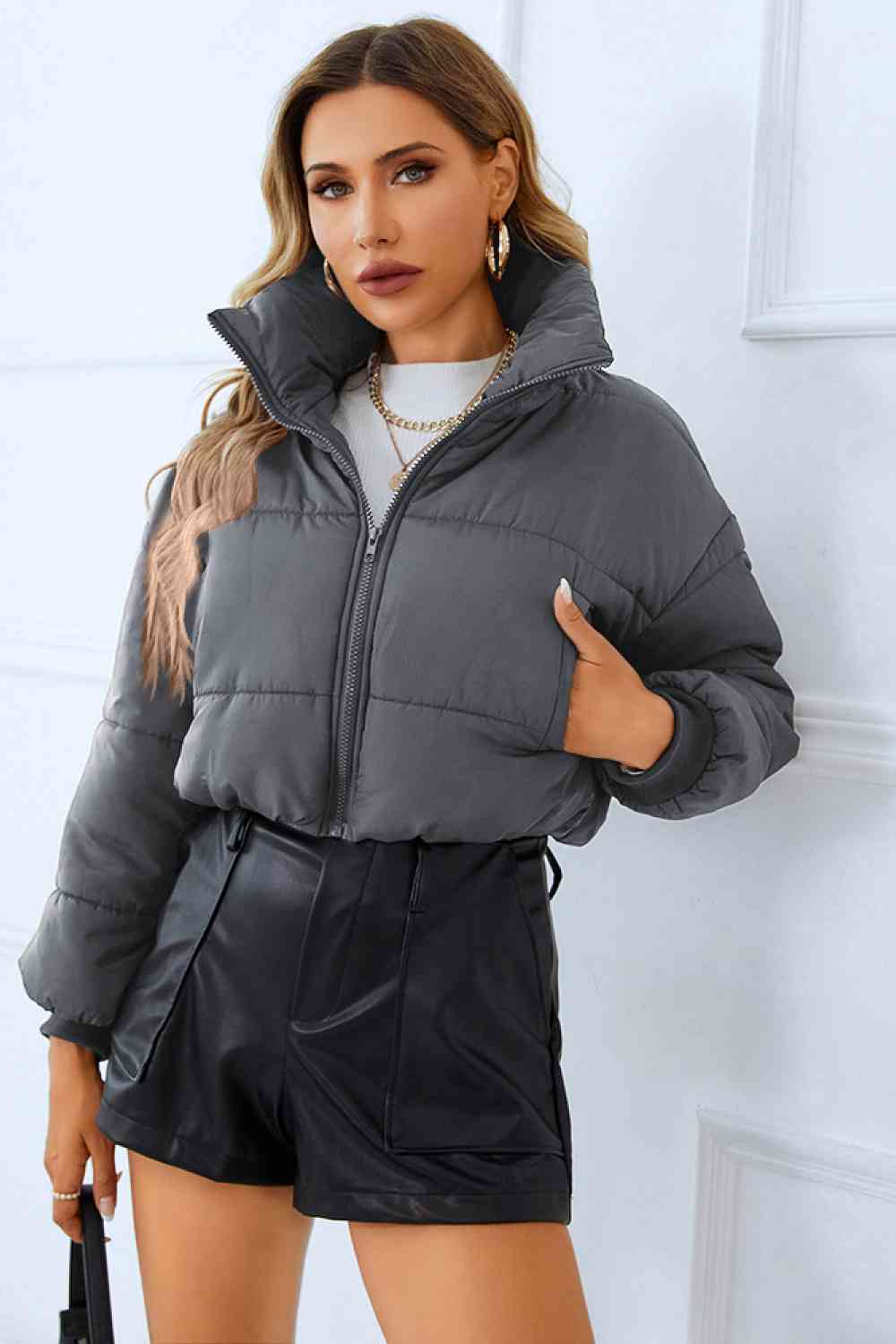 Manteau d'hiver zippé avec poches