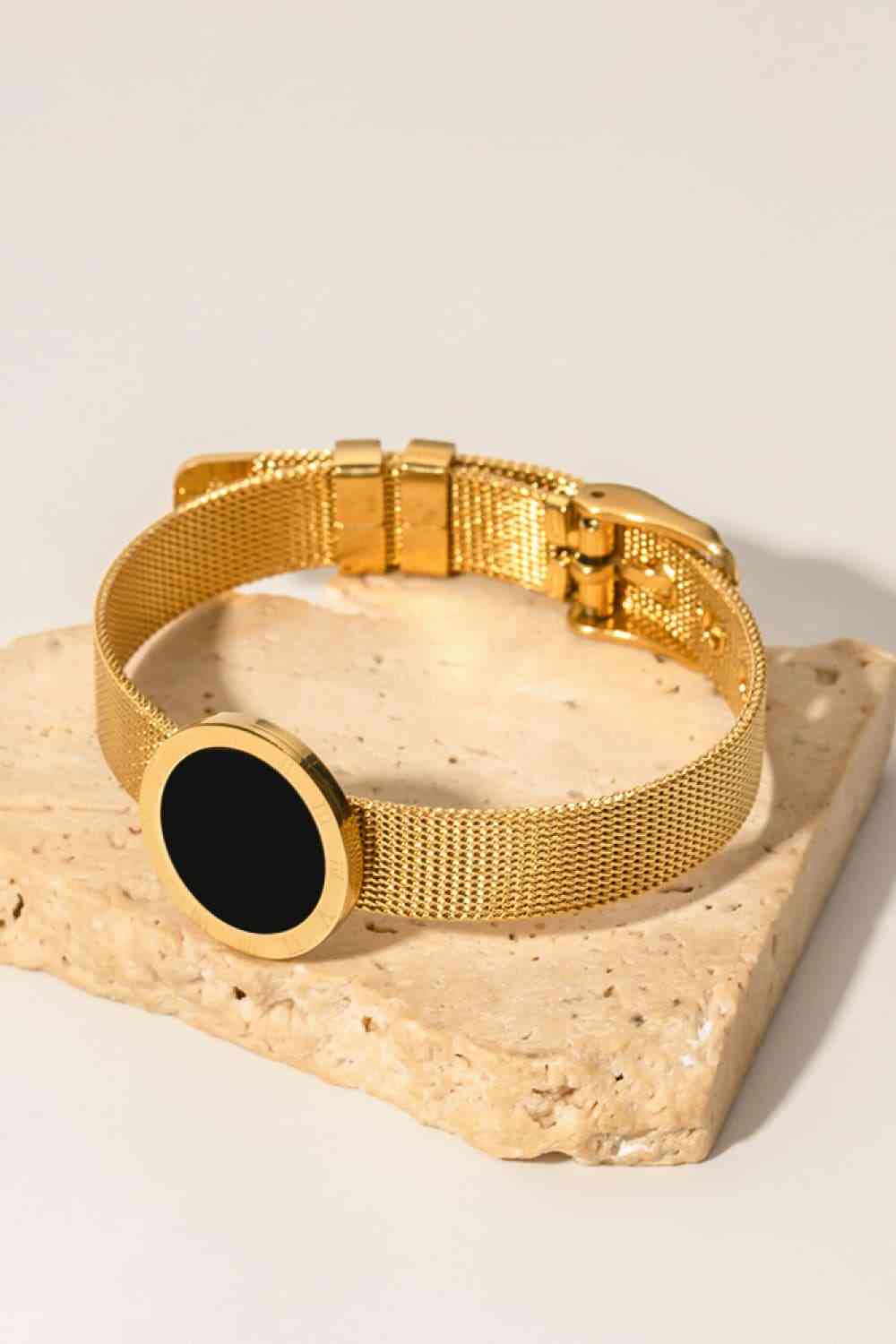 Pulsera Ancha De Cobre Bañada En Oro De 18 Quilates