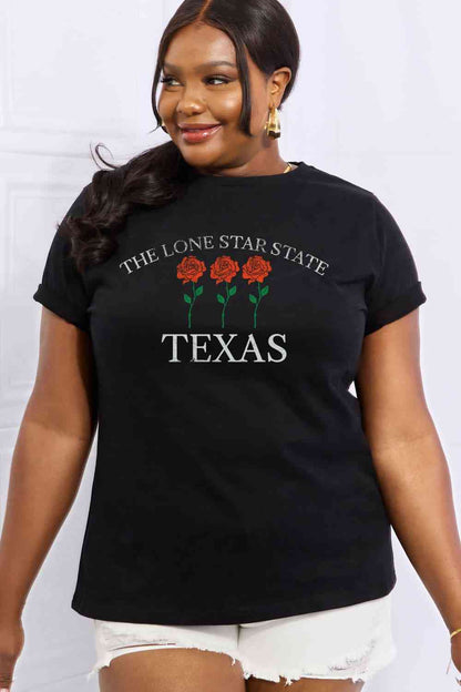 Camiseta de algodón con estampado THE LONE STAR STATE TEXAS de tamaño completo de Simply Love