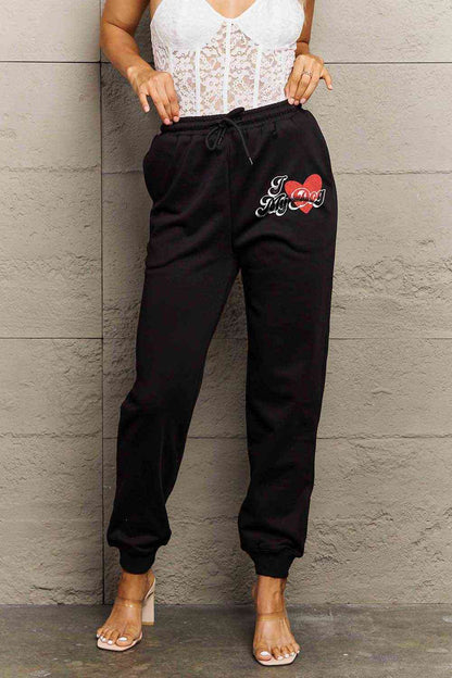 Simply Love Simply Love Pantalon de jogging graphique I LOVE MY DOG pleine taille