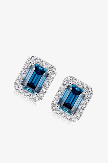 Boucles d'oreilles à tige en moissanite 2 carats en indigo