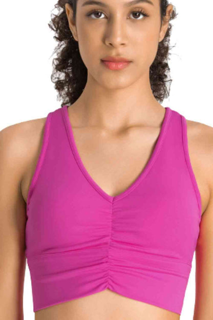 Soutien-gorge de sport à col licou et détails froncés