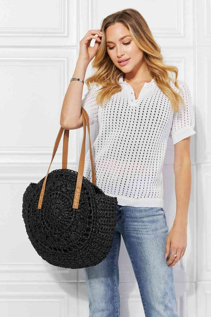 Bolso de mano de crochet Justin Taylor C'est La Vie en negro