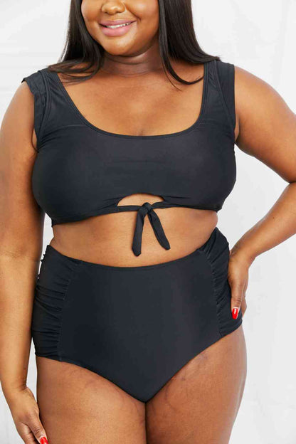 Marina West Swim - Sanibel - Ensemble haut de maillot court et bas froncés - Noir