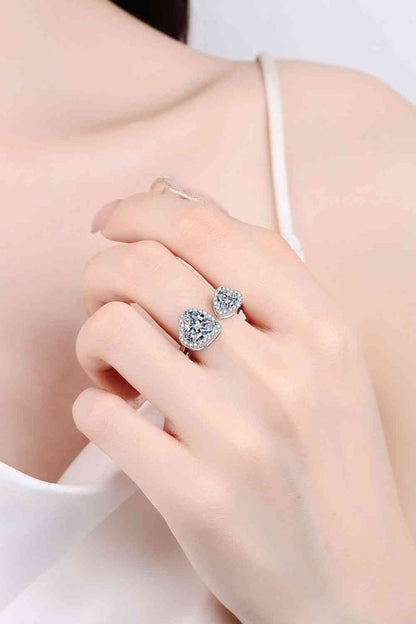 Bague ouverte moissanite en forme de cœur