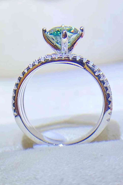 Bague en argent sterling 925 contrastée moissanite 1 carat