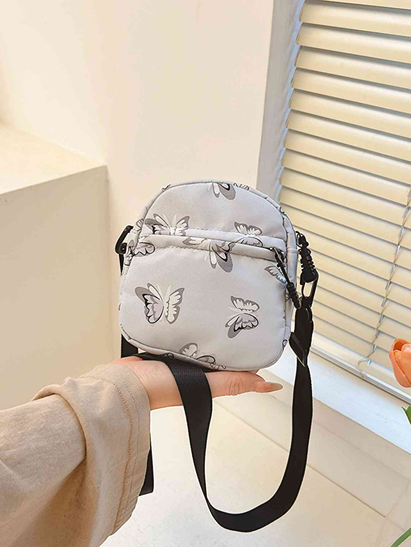 Sac à bandoulière en polyester imprimé papillon