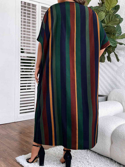 Robe Longue Rayée Grande Taille avec Poches