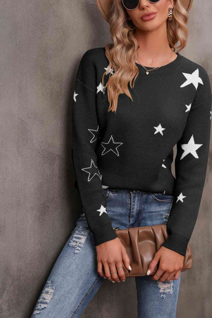 Jersey con cuello redondo y estrellas