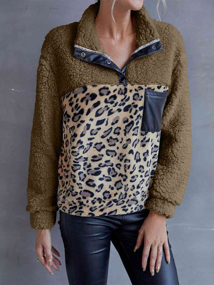 Sudadera teddy con estampado de leopardo