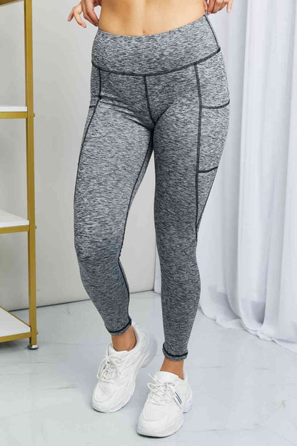 Rae Mode Legging de yoga chiné à large taille pleine taille