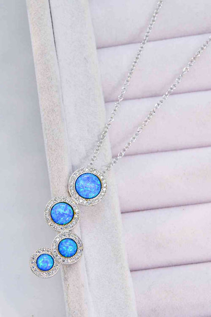 Opal Round Pendant Chain-Link Necklace