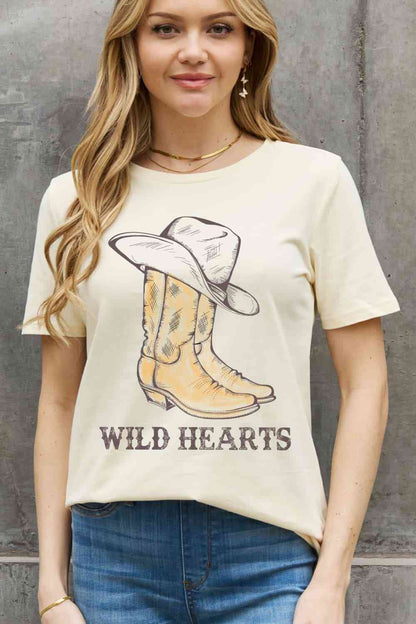 Simply Love T-shirt en coton graphique WILD HEARTS pleine taille