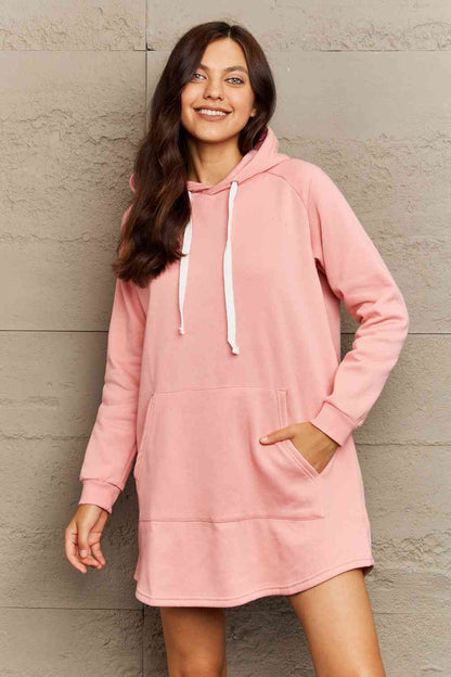 Ninexis Robe à capuche pleine taille avec poche avant et manches raglan