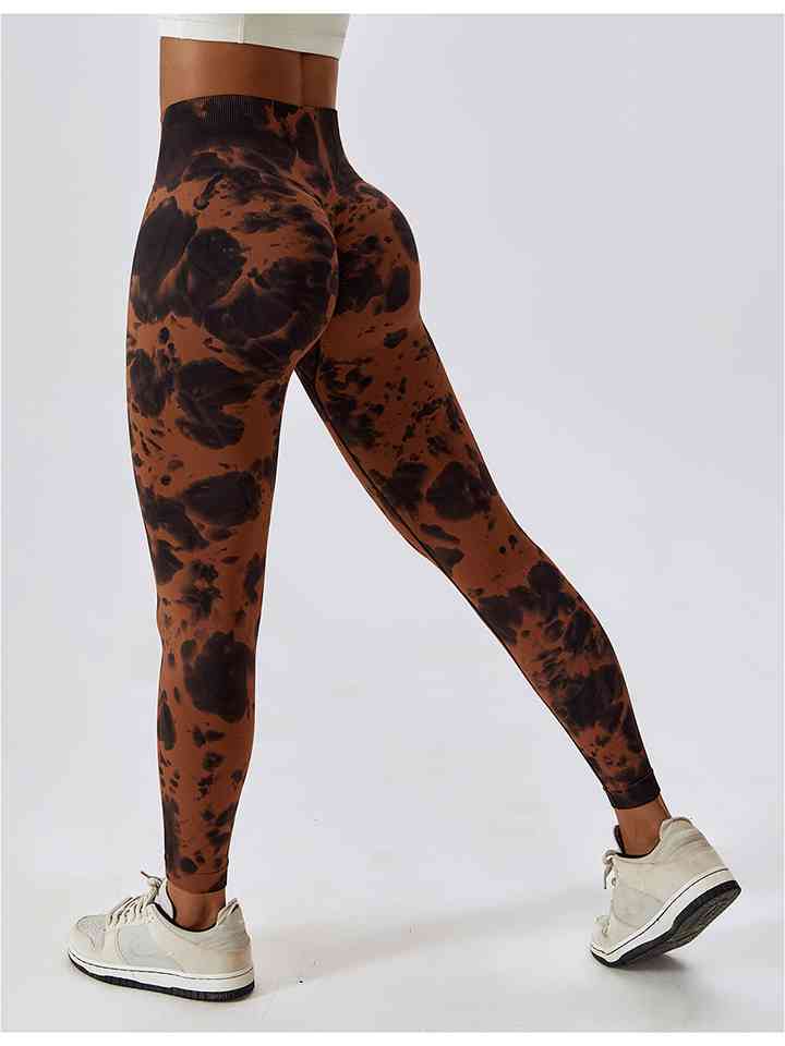 Leggings activos con cintura ancha y efecto teñido anudado