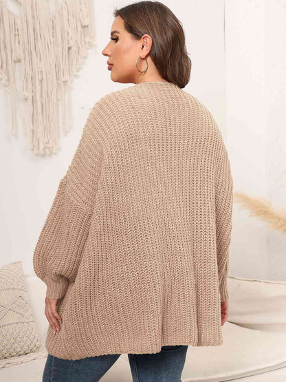 Cardigan en tricot ouvert sur le devant à épaules tombantes de grande taille