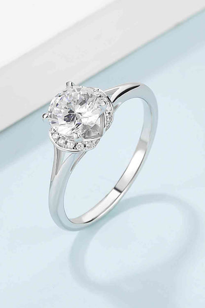 Bague à tige fendue en argent sterling 925 moissanite 1 carat