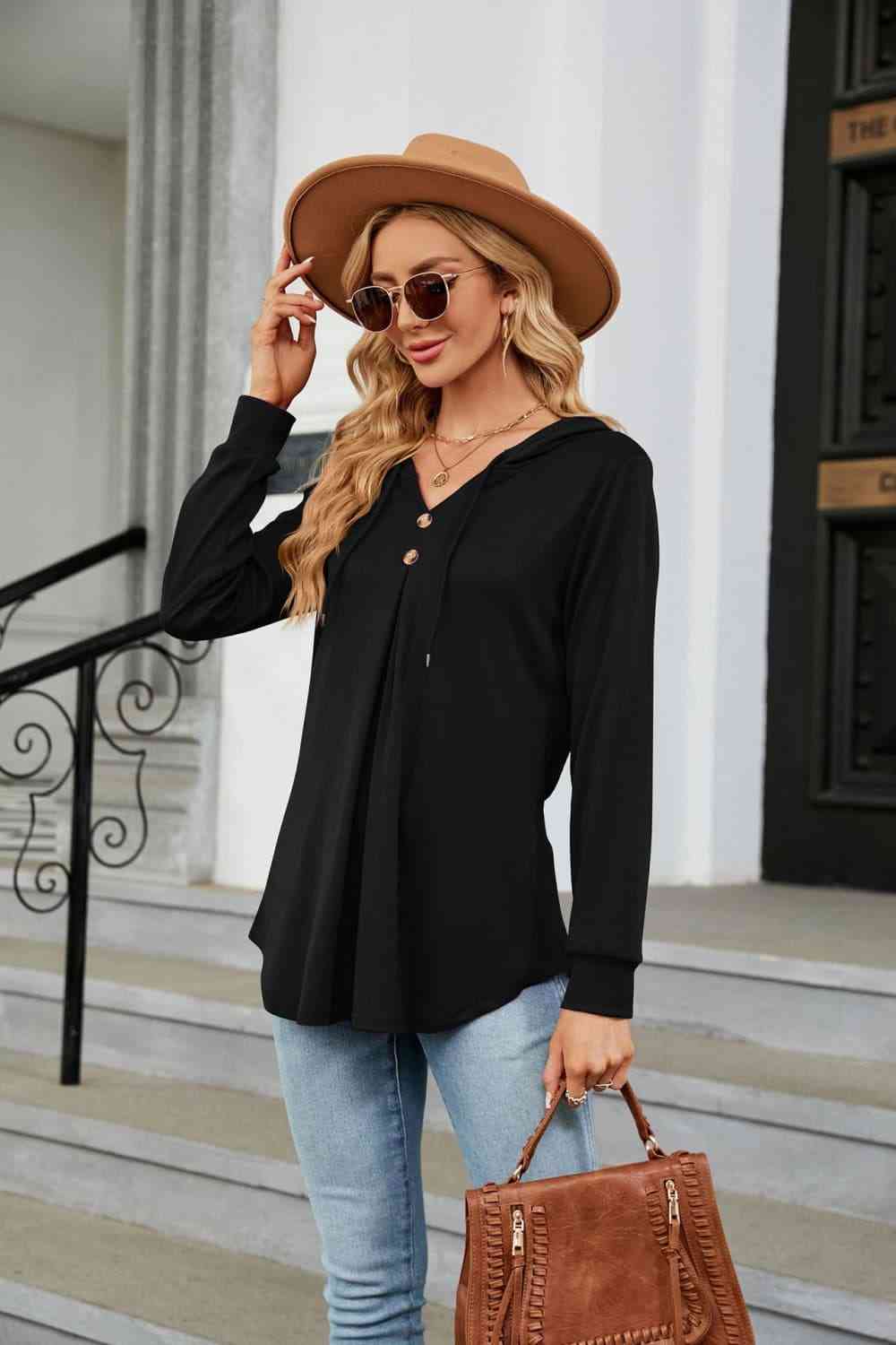 Blusa con capucha de manga larga