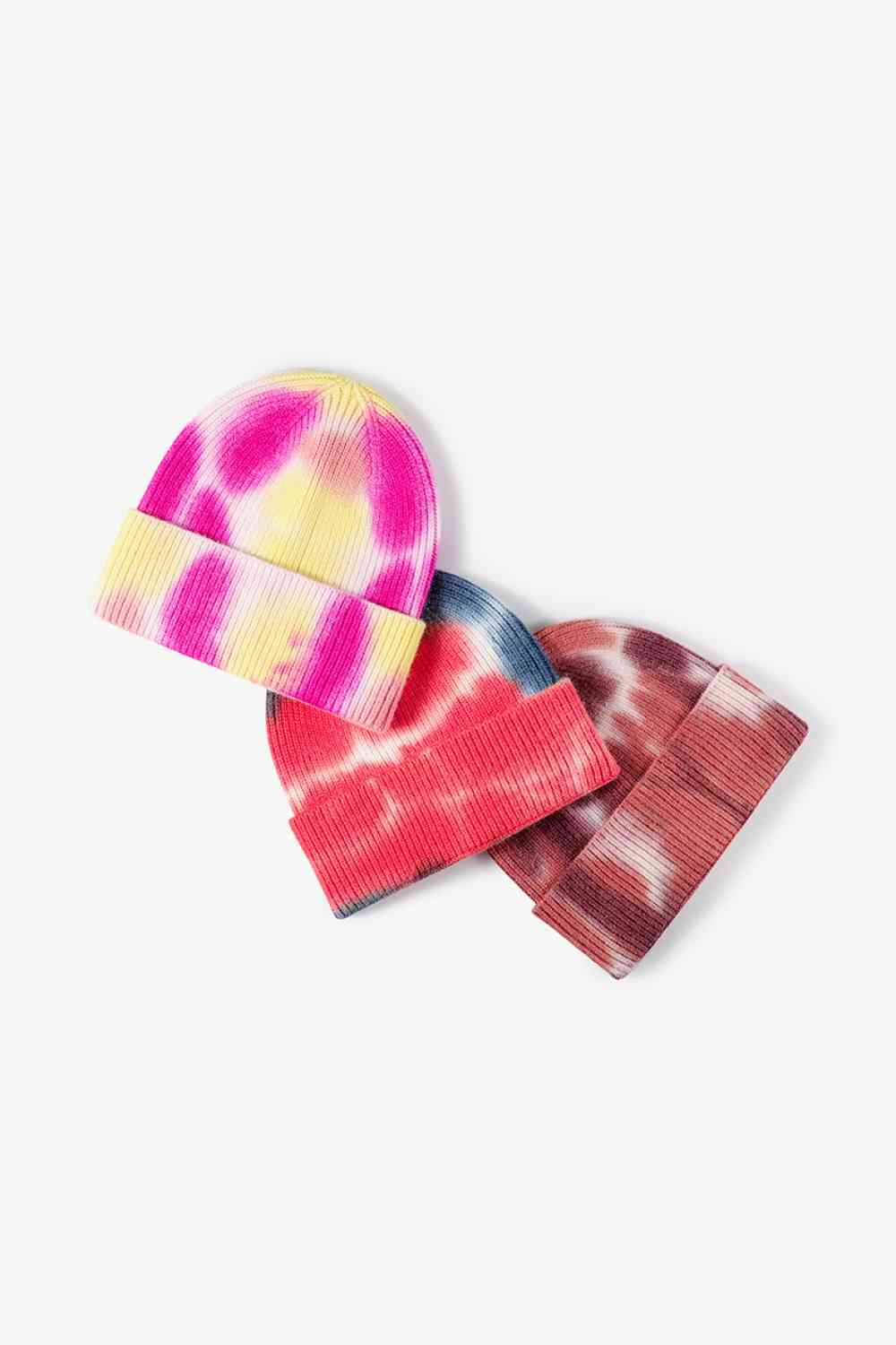 Bonnet en tricot à revers tie-dye