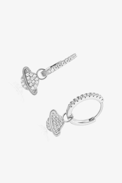 Boucles d'oreilles pendantes planète en argent sterling 925 et zircon