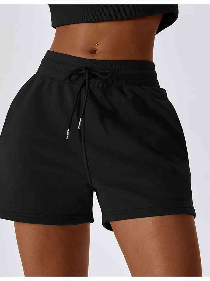 Shorts deportivos con cintura fruncida y cordón