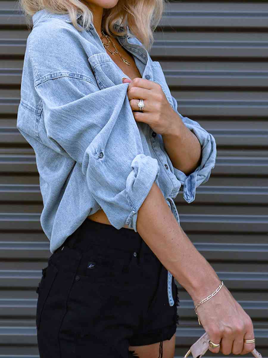 Top denim con detalle de lazo