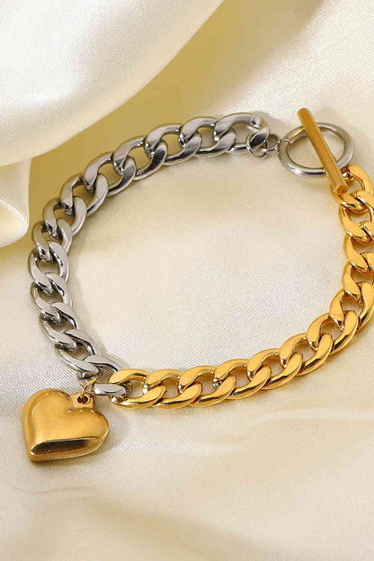 Bracelet à breloques cœur chaîne