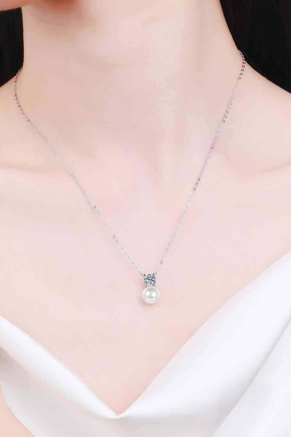 Collier de perles d'eau douce en argent sterling 925 et moissanite