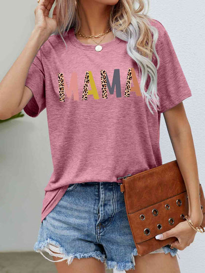 MAMA Camiseta de manga corta con estampado de leopardo