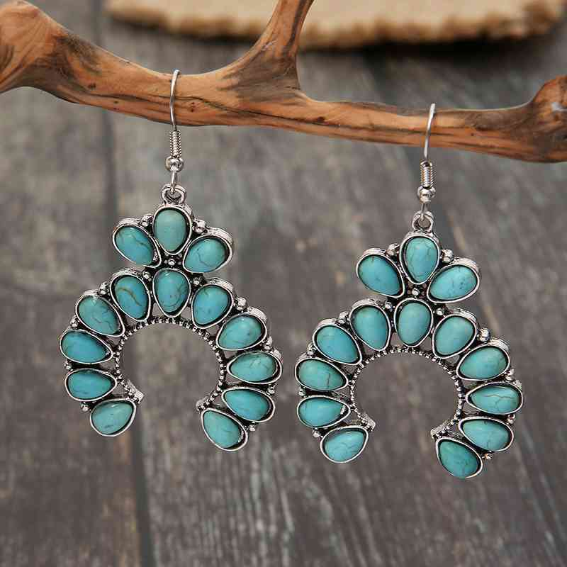 Boucles d'oreilles pendantes turquoise artificielles