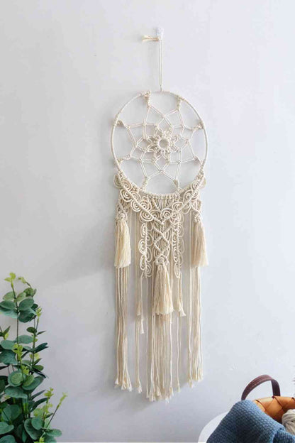 Decoración colgante de pared con flecos de macramé