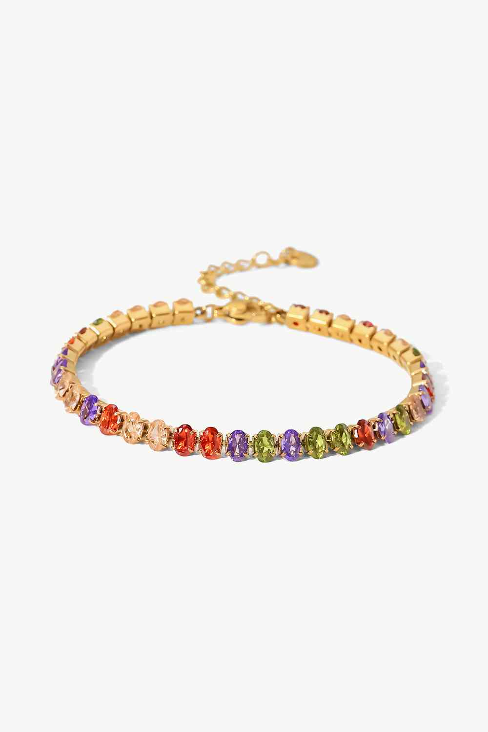 Pulsera De Circonitas Multicolores Bañada En Oro De 18 Quilates