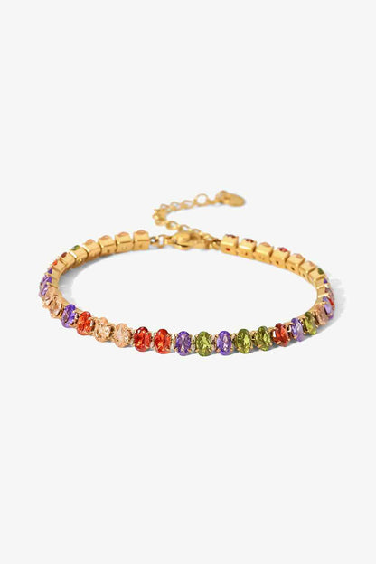 Bracelet Zircon Multicolore Plaqué Or 18 Carats