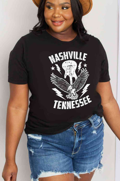 Simply Love Simply Love T-shirt en coton graphique NASHVILLE TENNESSEE pleine taille