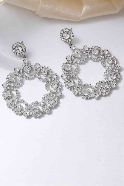 Boucles d'oreilles pendantes rondes en alliage et strass