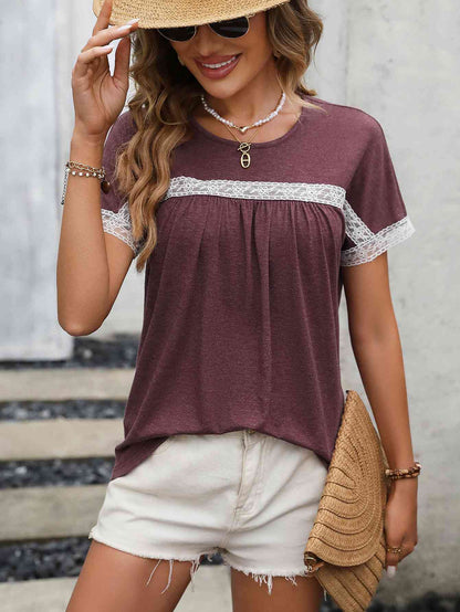 Contrast Round Neck Short Sleeve Tee