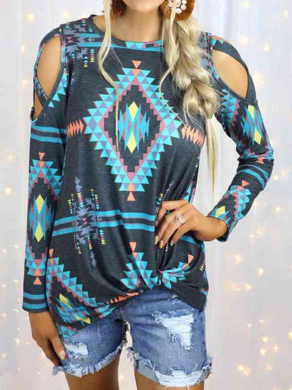 Geometric Cutout Crisscross T-Shirt